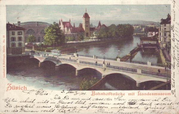 Zürich, Bahnhofbrücke mit Landesmuseum