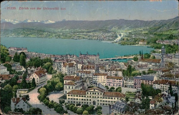 Zürich von der Universität aus Vorderseite