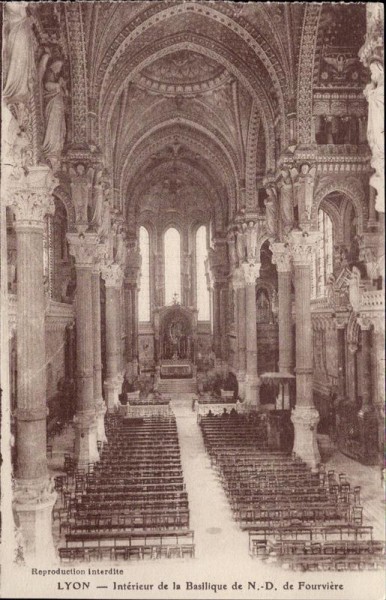 Lyon, Intérieur de la Basilique de N.D. dfe Fourvière Vorderseite