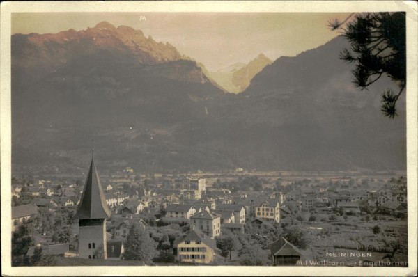 Meiringen mit Wetterhorn und Engelhörner Vorderseite