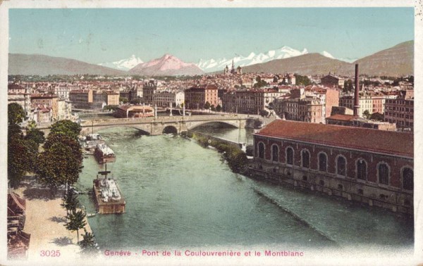 Genéve Pont de la coulouvrenière et le Montblanc