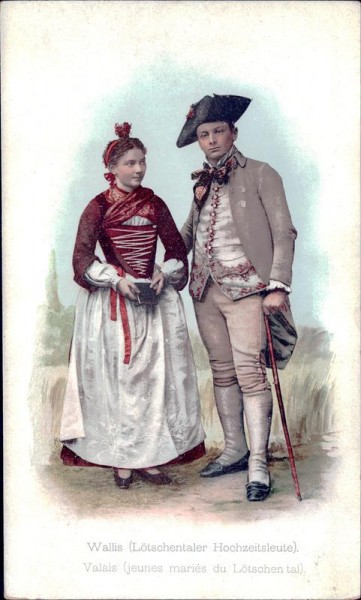 Wallis, Lötschentaler Hochzeitsleute Vorderseite