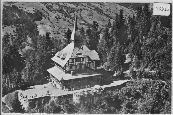 Flugaufnahme Hotel Rest. Harderkulm bei Interlaken