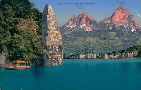 Schillerstein mit Brunnen Vorderseite