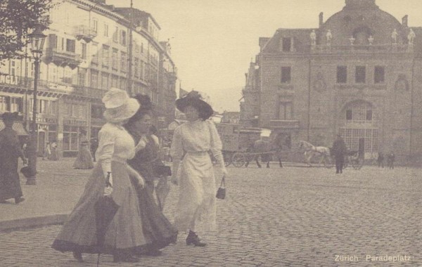 Zürich Paradeplatz, Aus "Zürich à la carte postale" 1971 Vorderseite