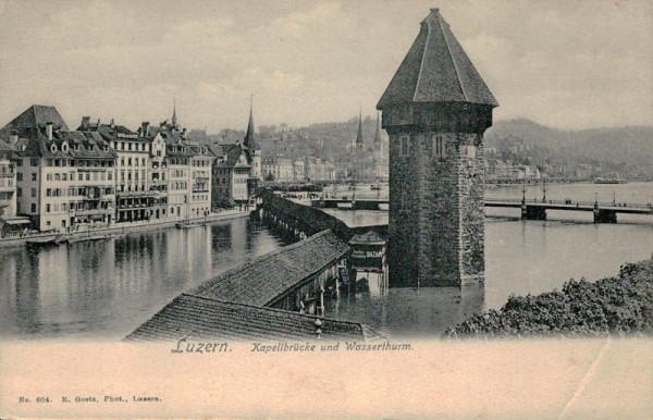 Kapellbrücke und Wasserturm, Luzern Vorderseite