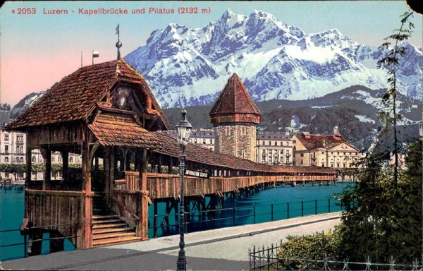 Luzern - Kapellbrücke und pilatus Vorderseite