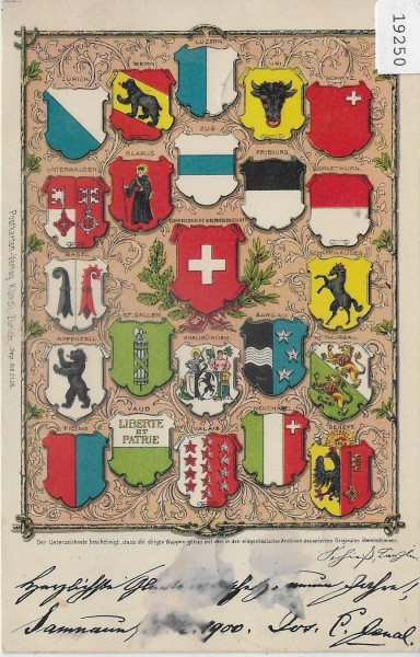 Kantonswappen der Schweiz - Litho