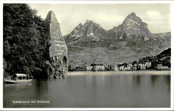 Schillerstein mit Brunnen Vorderseite