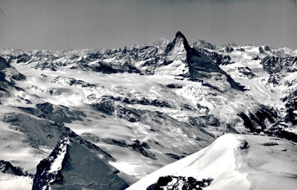 Strahlhorn: Theodulgletscher - Mt. Blanc - Matterhorn Grd. Compin Vorderseite