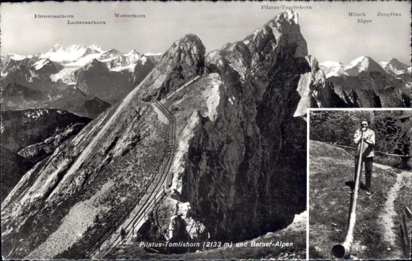 Pilatus-Tomlishorn (2133 m) und Berner-Alpen Vorderseite