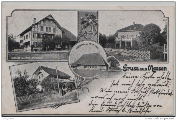 Messen, Gruss aus - Handlung von Fritz Burkhard, Villa Dr. Wyss, Weinhandlung J.F. Stoll - Fritz Jse