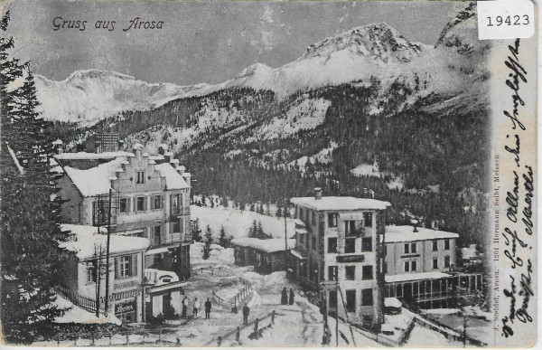Gruss aus Arosa - Post & Telegraph - Im Winter en hiver 1904