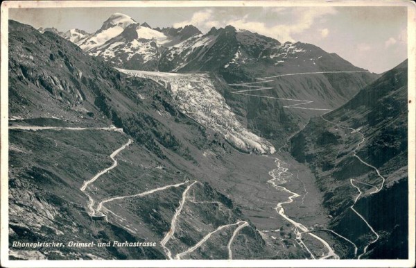 Rhonegletscher, Grimsel- und Furkastrasse Vorderseite