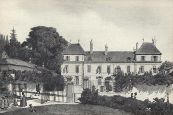 Le Château de Coppet, vu de l`avenue, en 1846. Lithographie Vorderseite