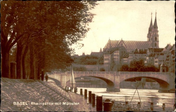 Basel : Rheinpartie mit Münster Vorderseite