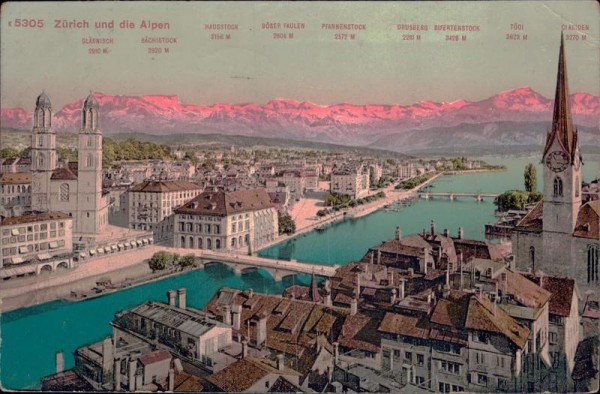 Zürich und die Alpen Vorderseite