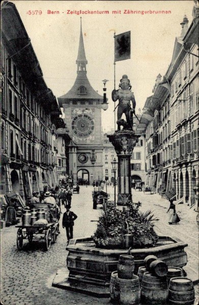 Bern, Zeitglockenturm und Zähringerbrunnen Vorderseite