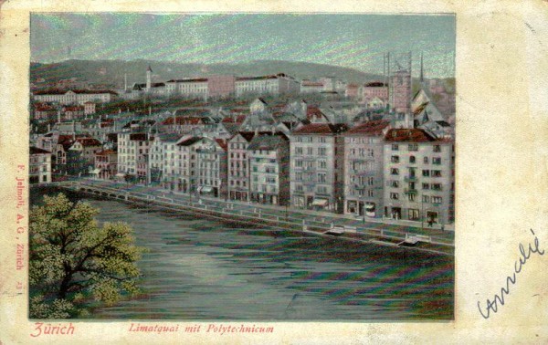 Zürich, Limatquai mit Polytechnicum Vorderseite
