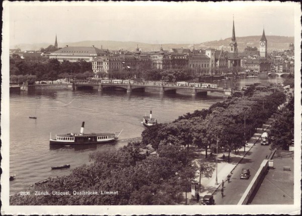 Zürich. Utoquai Quaibrücke Limmat