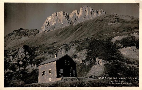 Capanna Corno-Gries, C.A.S. Sezione Leventina Vorderseite