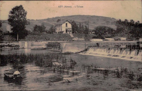 Azy, Aisne, l'écluse Vorderseite
