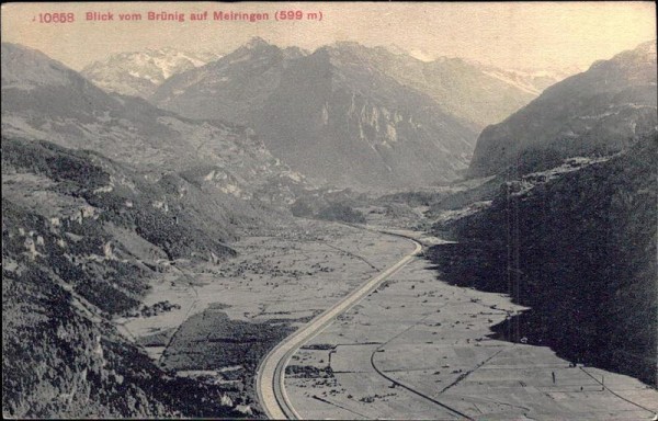 Blick vom Brünig auf Meiringen Vorderseite