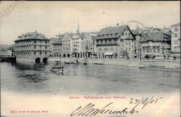 Zürich, Rathausquai und Rathaus Vorderseite