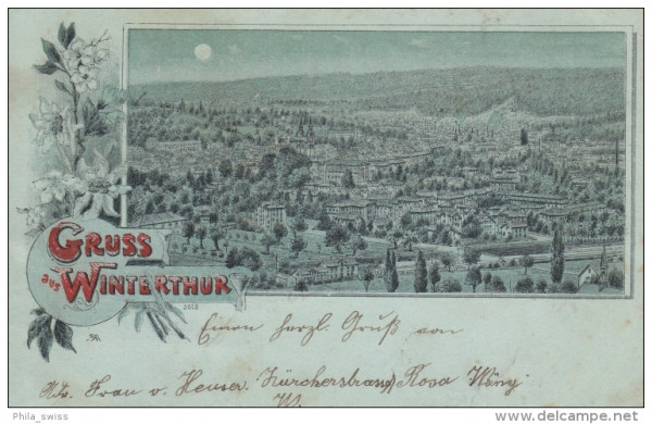Winterthur, Gruss aus - Mondscheinlitho
