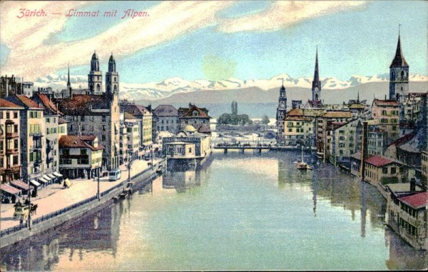Zürich - Limmat mit Alpen Vorderseite