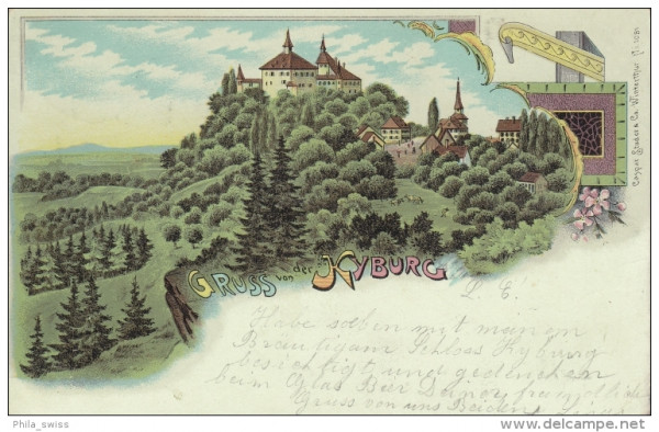 Kyburg, Gruss von der - farbige Litho