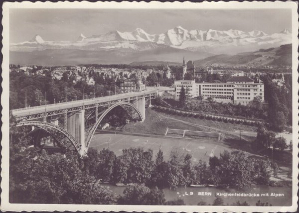 Bern - Kirchenfeldbrücke mit Alpen