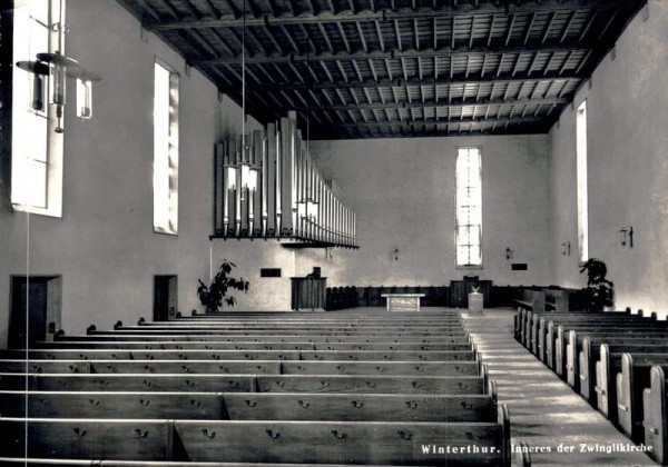 Winterthur. Inneres der Zwinglikirche Vorderseite