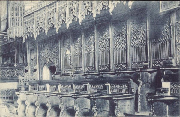 Avila, Detalle de la magnifica silleria del coro del Monasterio de Santo Tomas