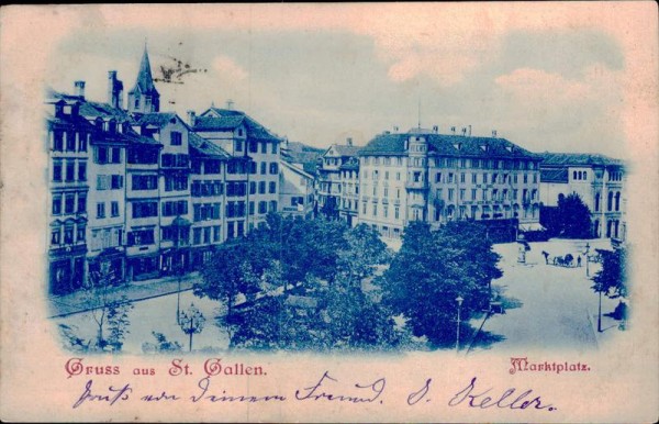 Gruss aus St. Gallen, Marktplatz Vorderseite