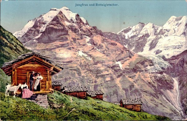 Jungfrau und Rottalgletscher Vorderseite