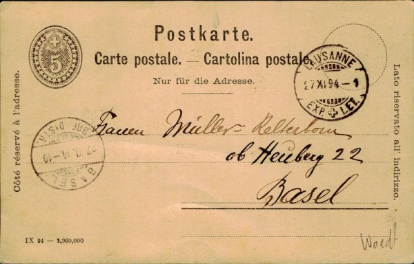 Postkarte 1914 Vorderseite