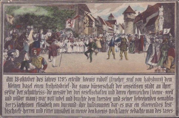 König Rudolf bringt Freiheitsbrief nach Basel Vorderseite