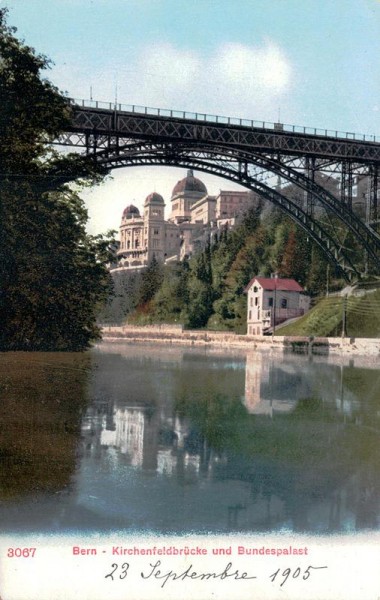 Bern, Kirchenfeldbrücke und Bundespalast Vorderseite
