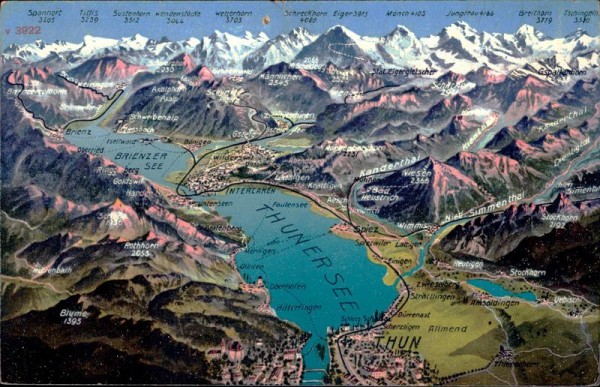 Thunersee und Brienzersee mit Umgebung Vorderseite