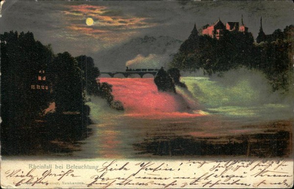 Rheinfall bei Beleuchtung Vorderseite