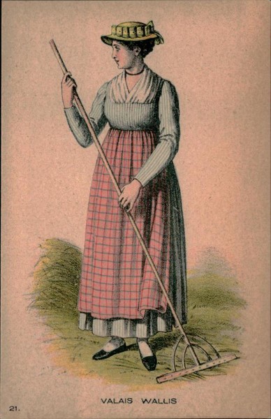 Alte Trachten, Wallis Vorderseite