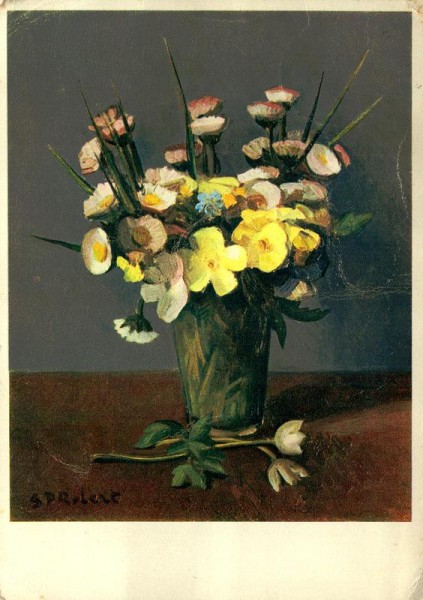 Frühlingsblumen im Glas Vorderseite