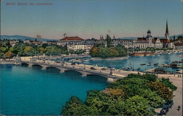 Zürich und die Quaibrücke Vorderseite