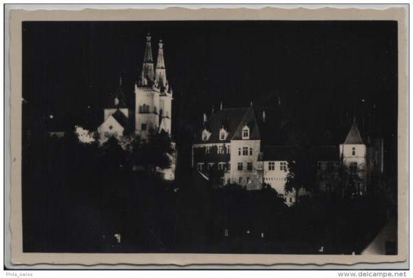 Neuchatel - Neuenburg - Chateau et Collégiale de nuit