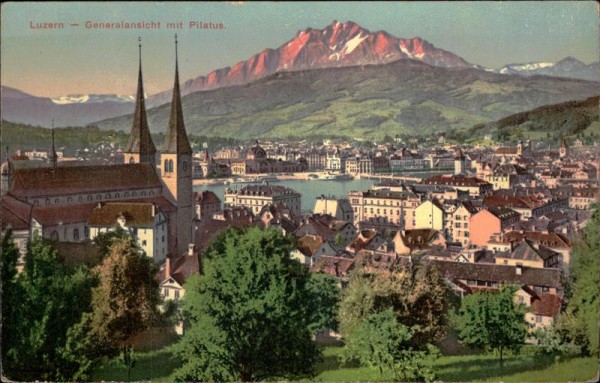 Luzern - Generalansicht mit Pilatus. Vorderseite
