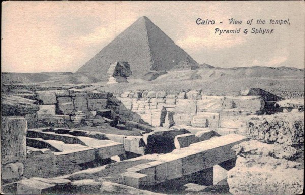 Cairo - View of the Tempel, Pyramid & Sphynx Vorderseite