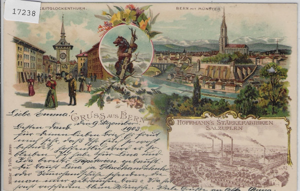 Gruss aus Bern - Litho - Hoffmann's Stärkenfabriken Salzfluflen