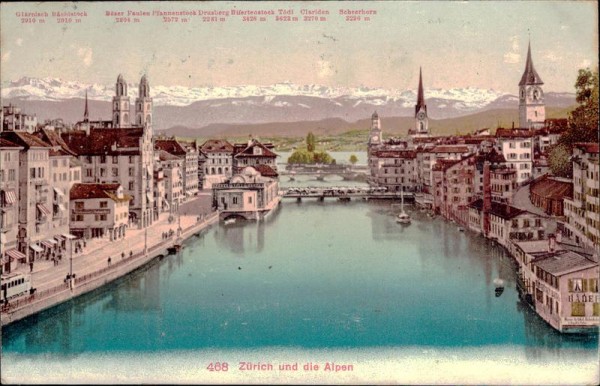 Zürich und die Alpen Vorderseite