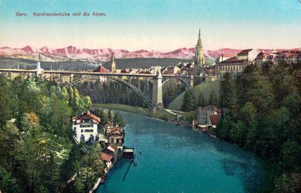 Bern - Kornhausbrücke und die Alpen Vorderseite